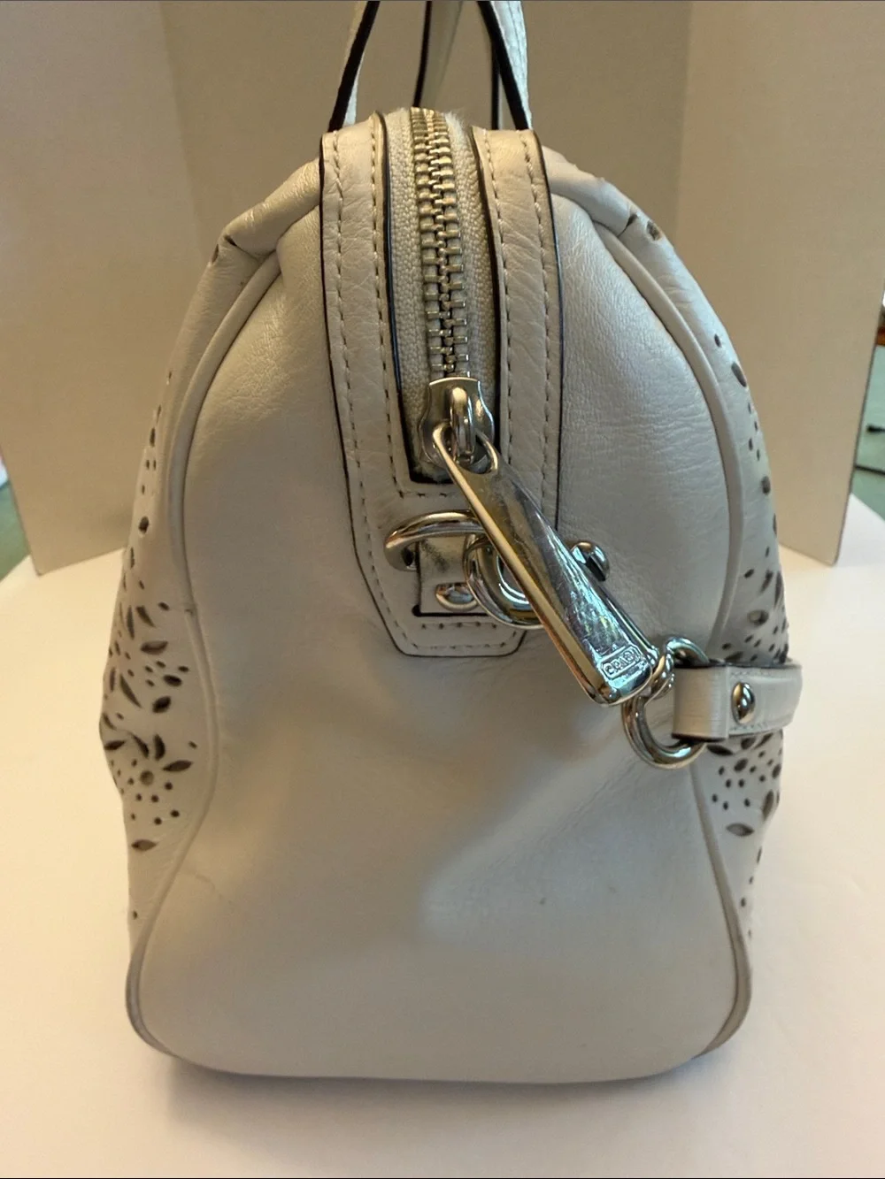 Coach Taylor Eyelet Laser-Cut Leather Satchel with Top Handles